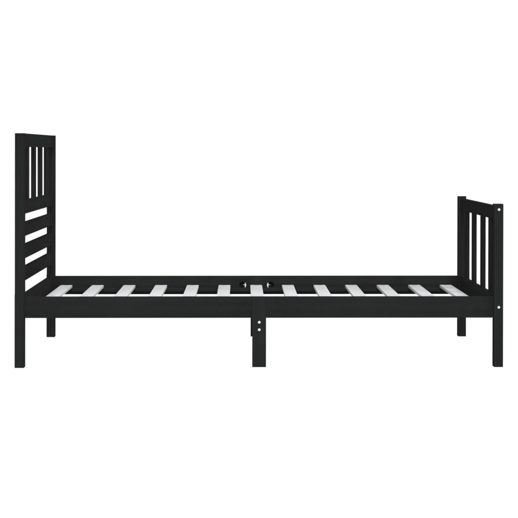 Bed Frame without Mattress Black Small Single Solid Wood