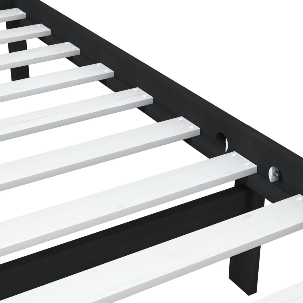 Bed Frame without Mattress Black Small Single Solid Wood