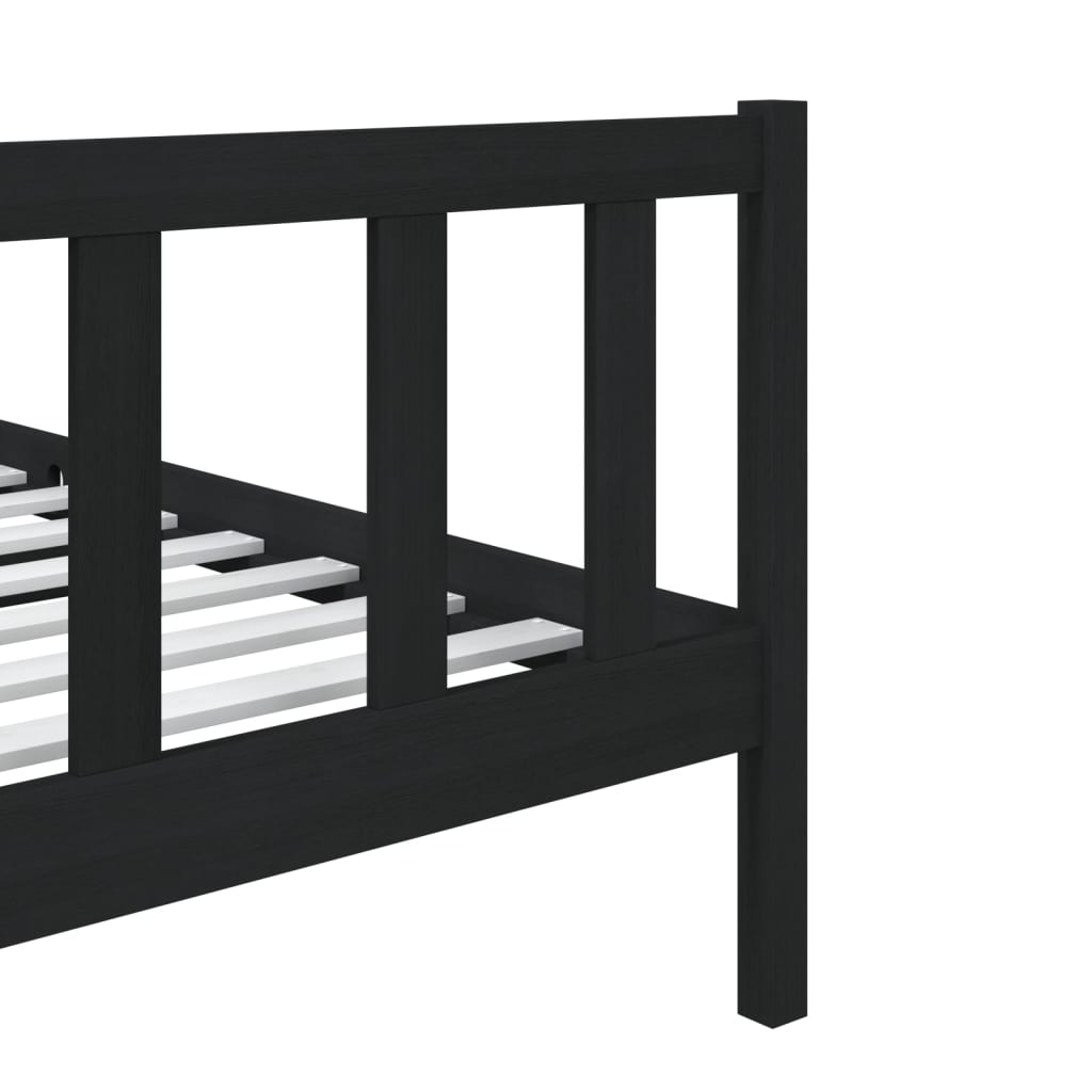 Bed Frame without Mattress Black Small Single Solid Wood