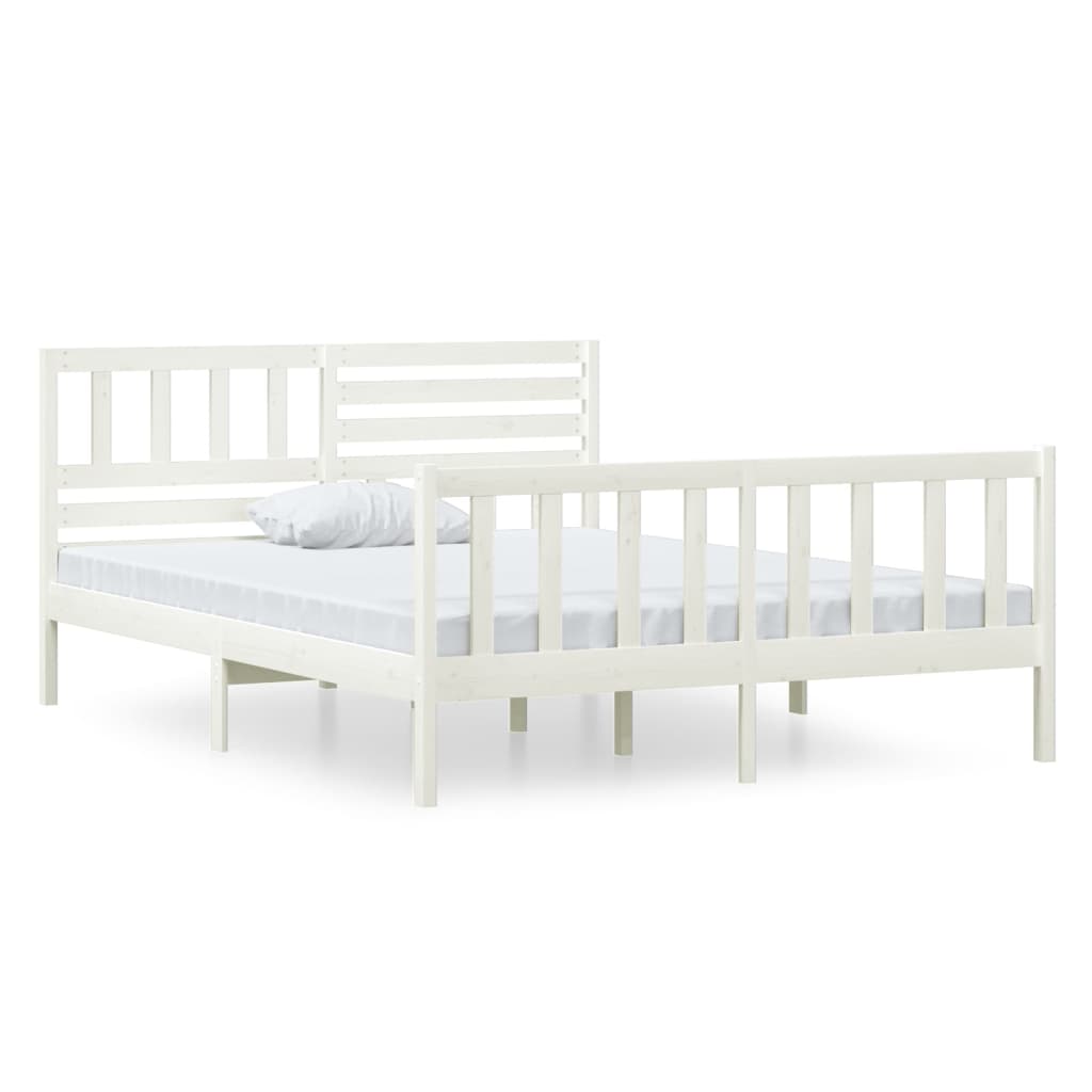 Bed Frame without Mattress White Small Double Solid Wood