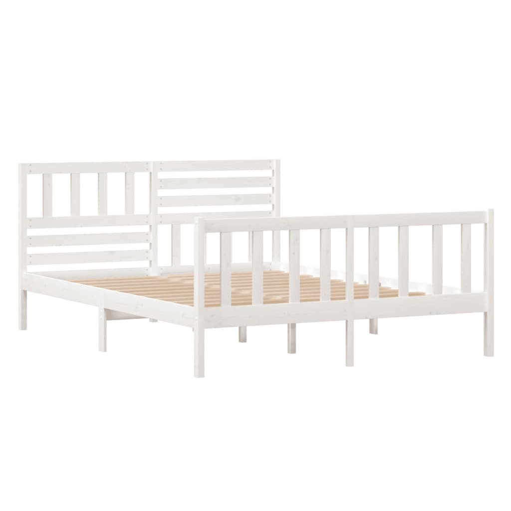 Bed Frame without Mattress White Small Double Solid Wood
