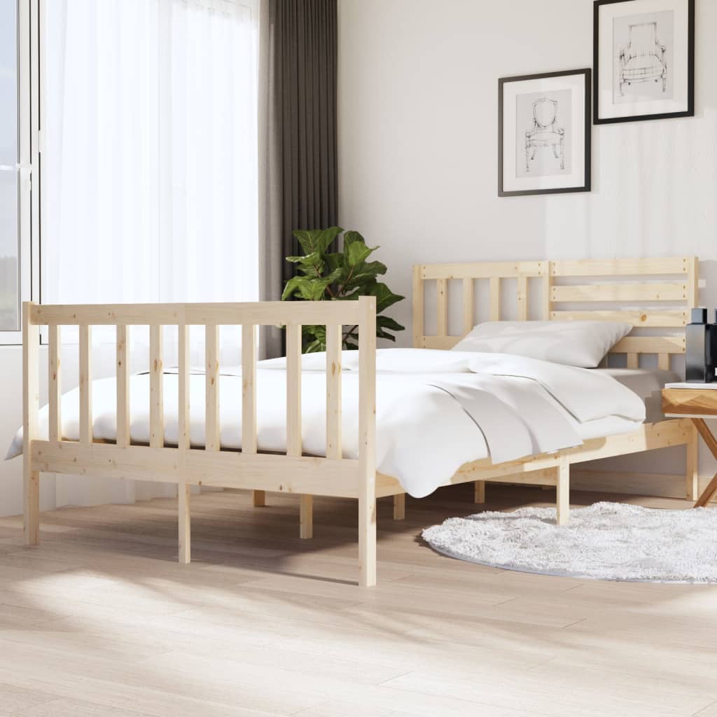 Bed Frame without Mattress Double Solid Wood