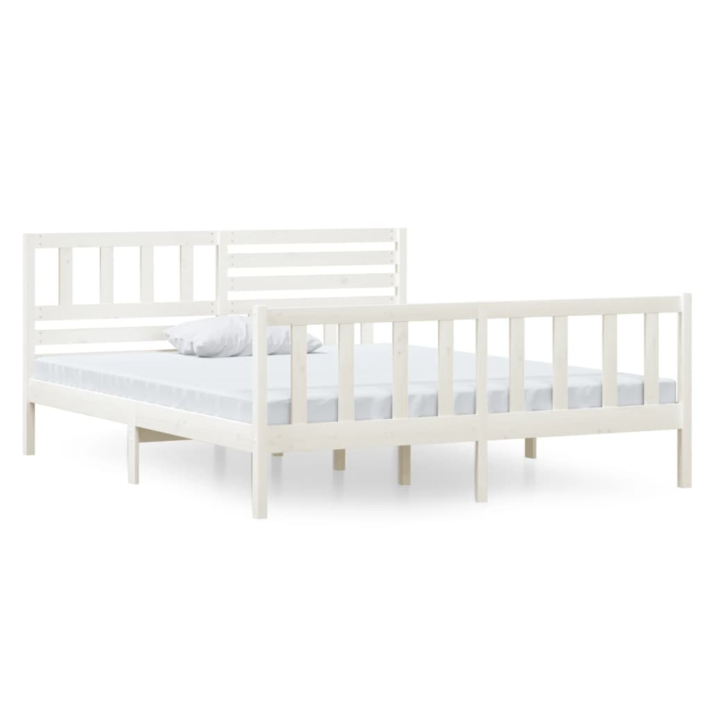 3101134 vidaXL Bed Frame without Mattress White Solid Wood 140x190 cm (810063+814145)