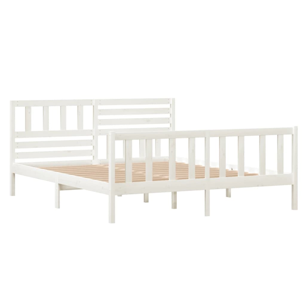 3101134 vidaXL Bed Frame without Mattress White Solid Wood 140x190 cm (810063+814145)