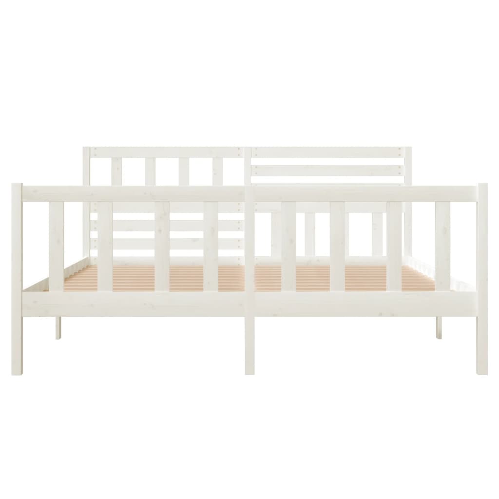 3101134 vidaXL Bed Frame without Mattress White Solid Wood 140x190 cm (810063+814145)