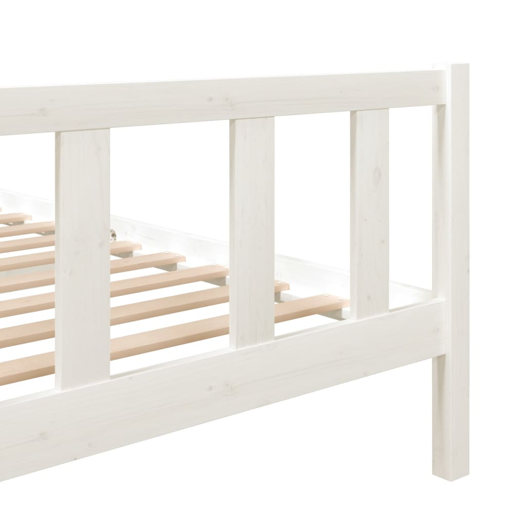 3101149 vidaXL Bed Frame without Mattress White Solid Wood 120x200 cm (810078+814135)