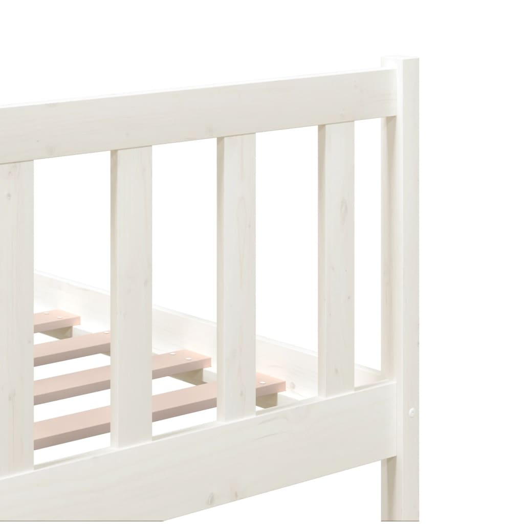 Bed Frame without Mattress White King Size Solid Wood