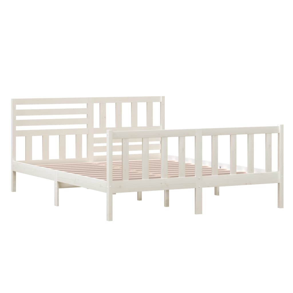 3101164 vidaXL Bed Frame without Mattress White Solid Wood 160x200 cm (810093+814155)