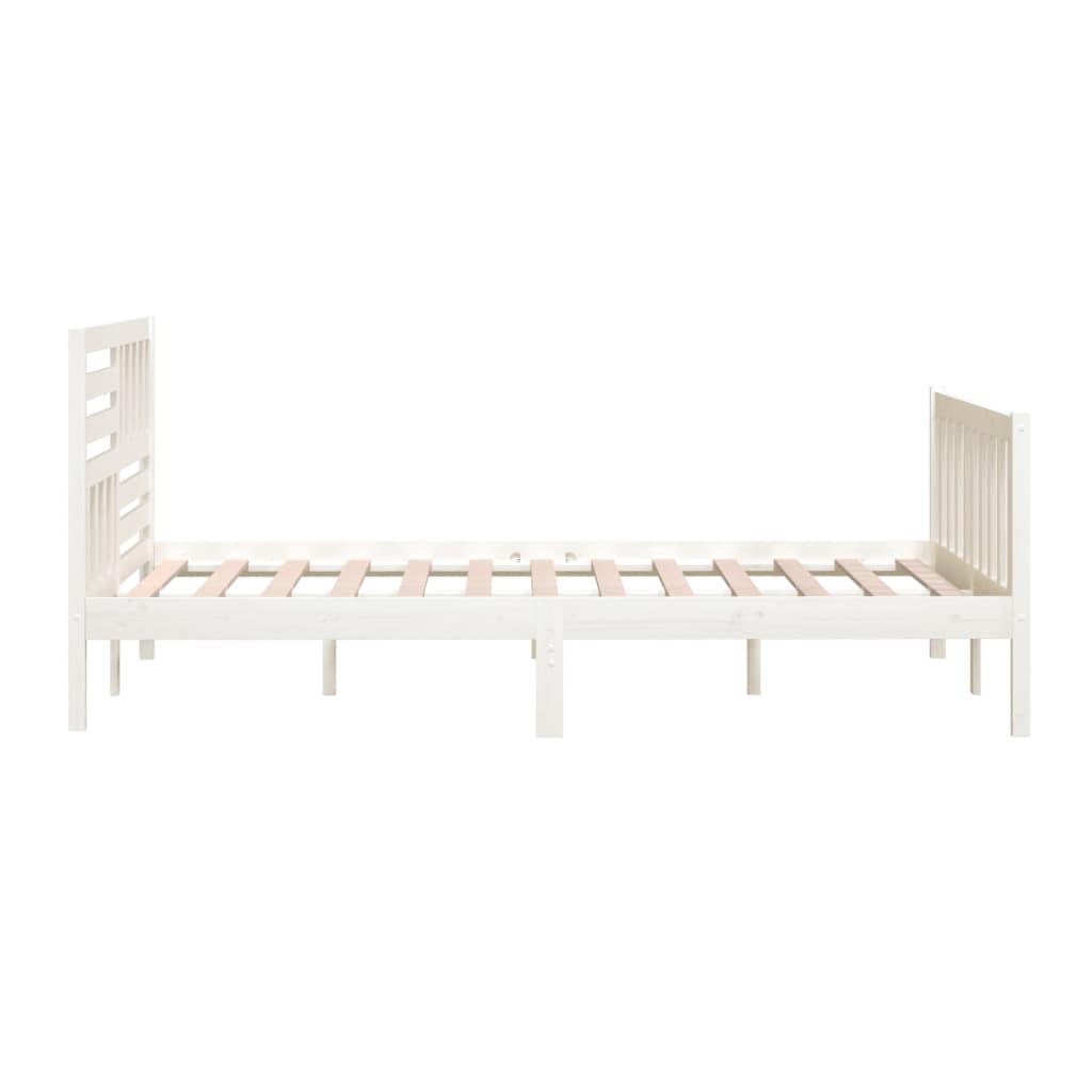 3101164 vidaXL Bed Frame without Mattress White Solid Wood 160x200 cm (810093+814155)