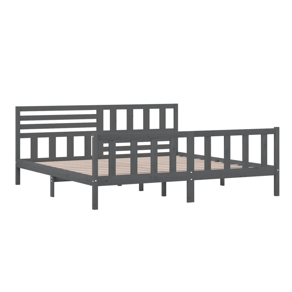 3101175 vidaXL Bed Frame without Mattress Grey Solid Wood 200x200 cm (810104+814166)