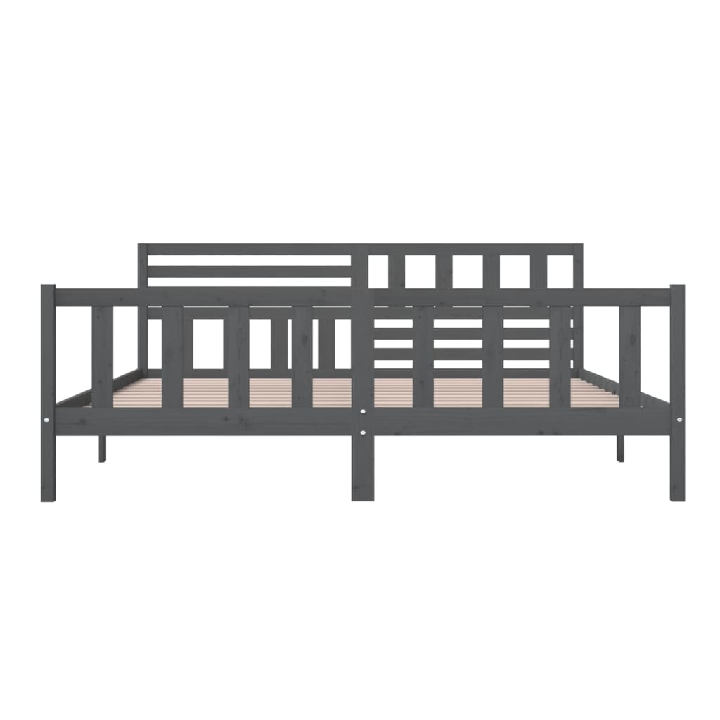 3101175 vidaXL Bed Frame without Mattress Grey Solid Wood 200x200 cm (810104+814166)