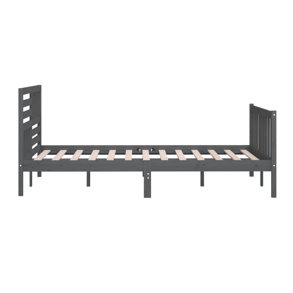 3101175 vidaXL Bed Frame without Mattress Grey Solid Wood 200x200 cm (810104+814166)