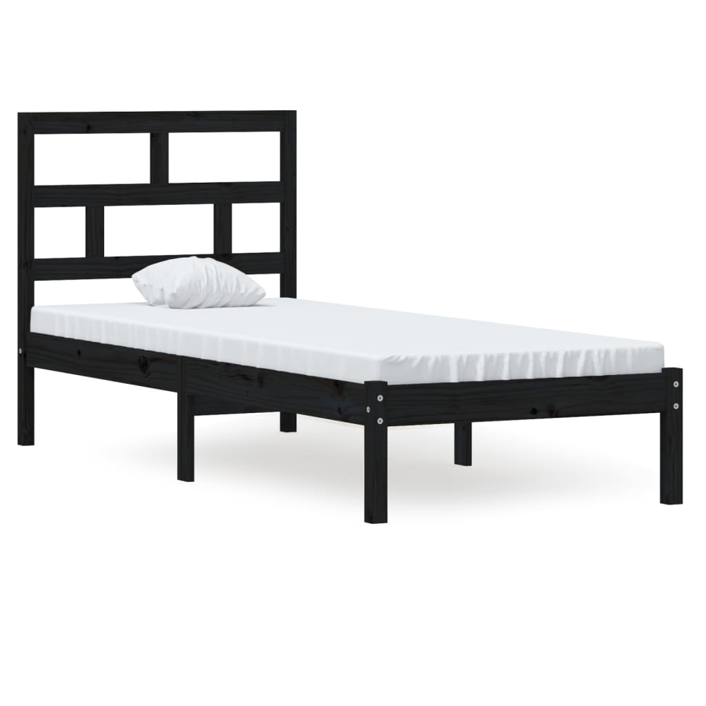 Bed Frame without Mattress Black Small Single Solid Wood