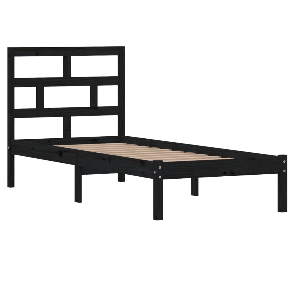 Bed Frame without Mattress Black Small Single Solid Wood