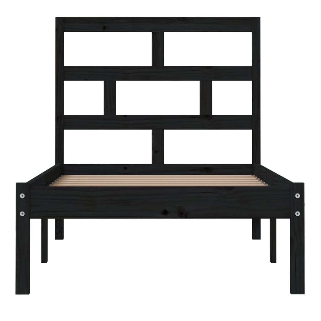 Bed Frame without Mattress Black Small Single Solid Wood