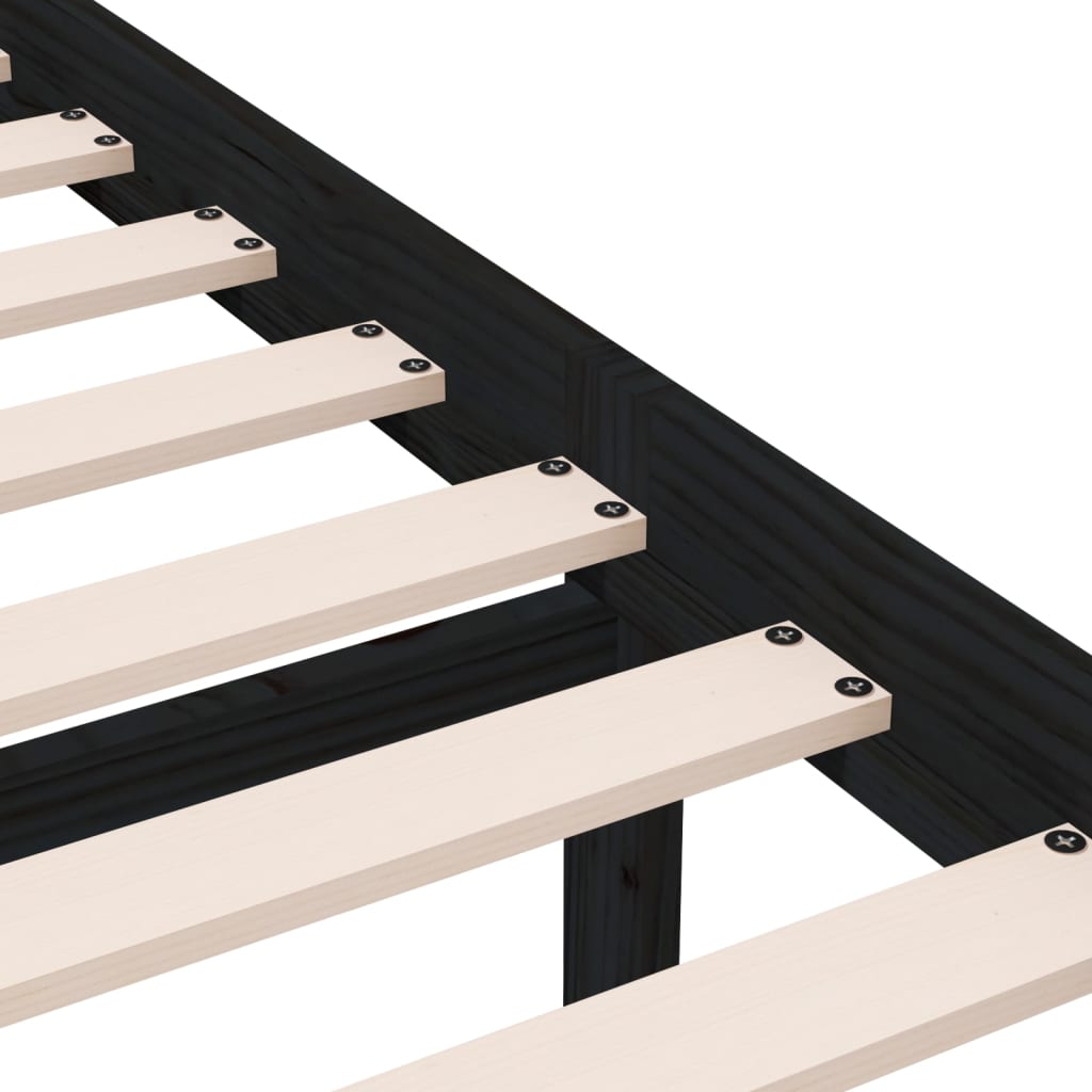 Bed Frame without Mattress Black Small Single Solid Wood