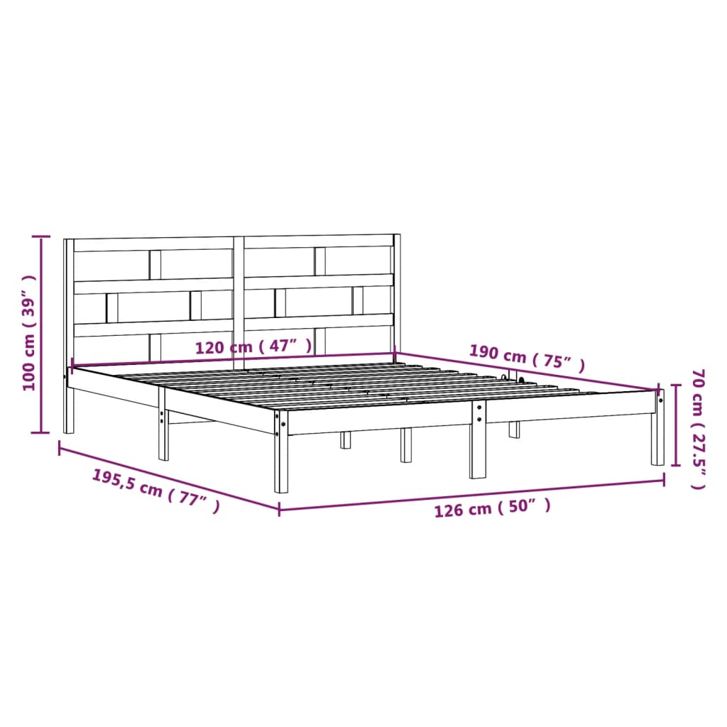 Bed Frame without Mattress White Small Double Solid Wood