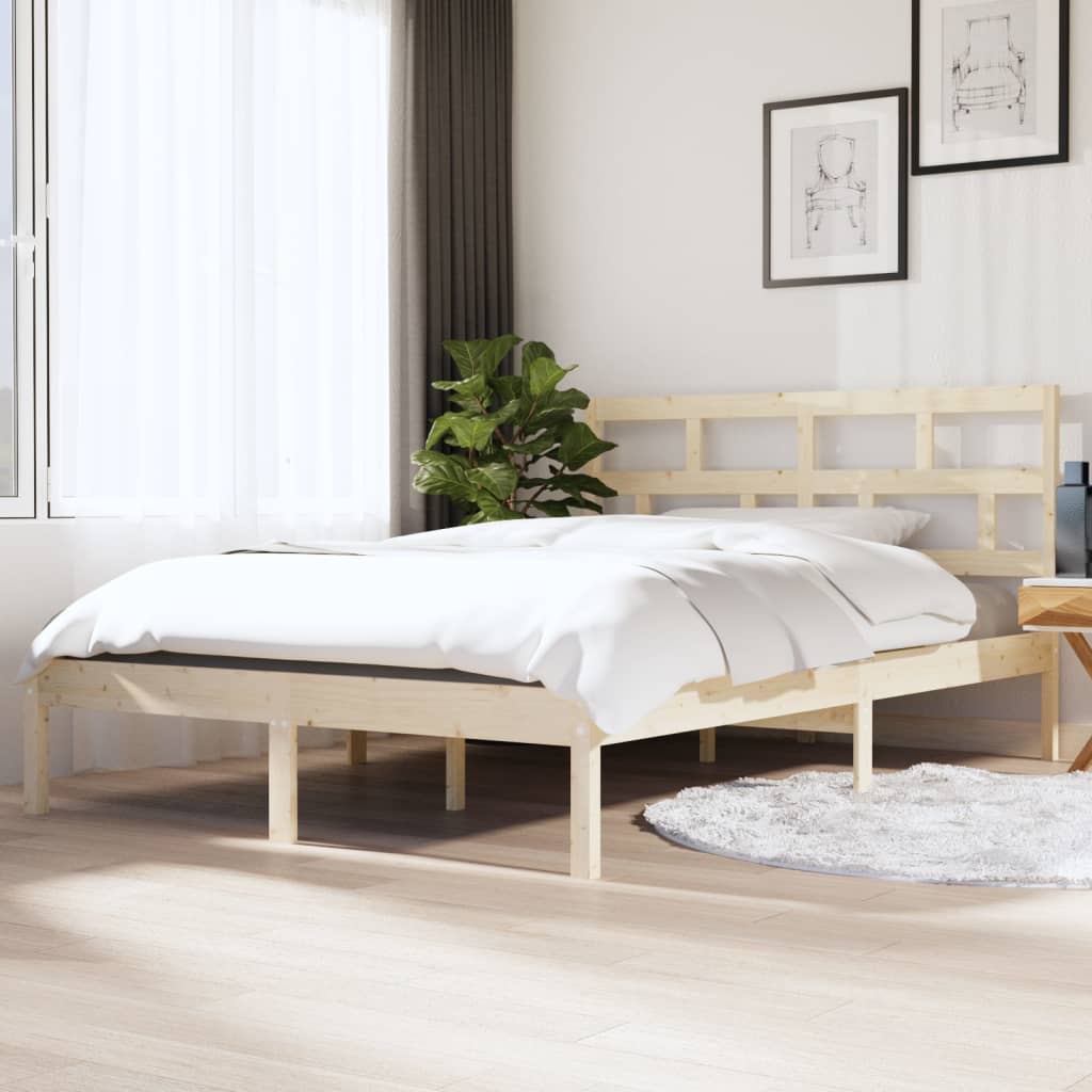 Bed Frame without Mattress Double Solid Wood