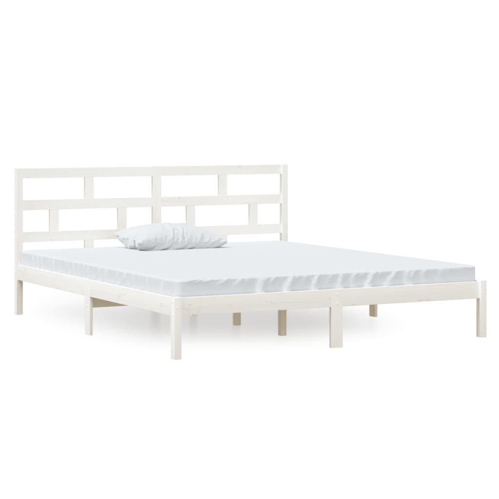 Bed Frame without Mattress White Double Solid Wood