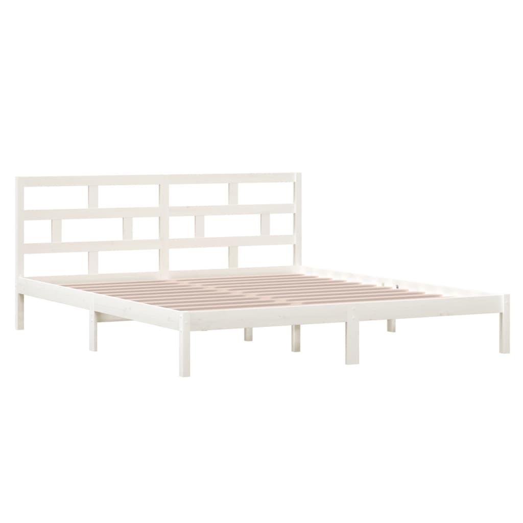 Bed Frame without Mattress White Double Solid Wood