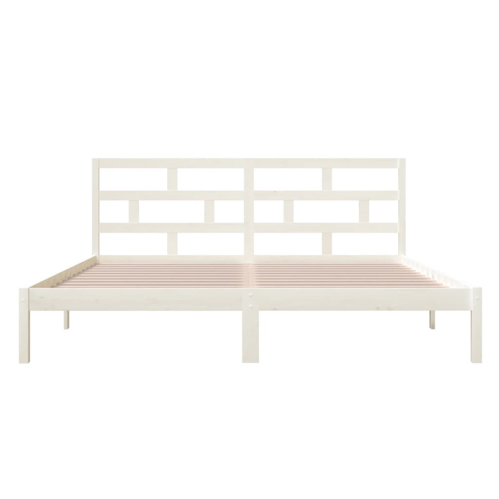 Bed Frame without Mattress White Double Solid Wood