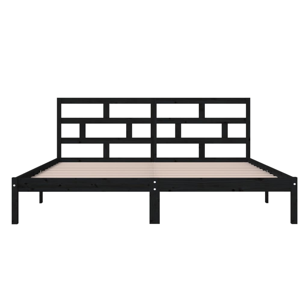 Bed Frame without Mattress Black Double Solid Wood