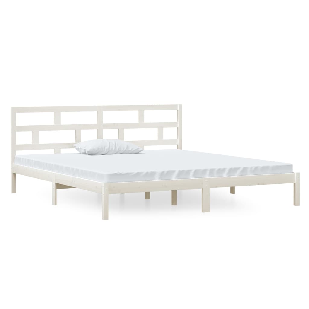 3101199 vidaXL Bed Frame without Mattress White Solid Wood 140x190 cm (809998+814195)