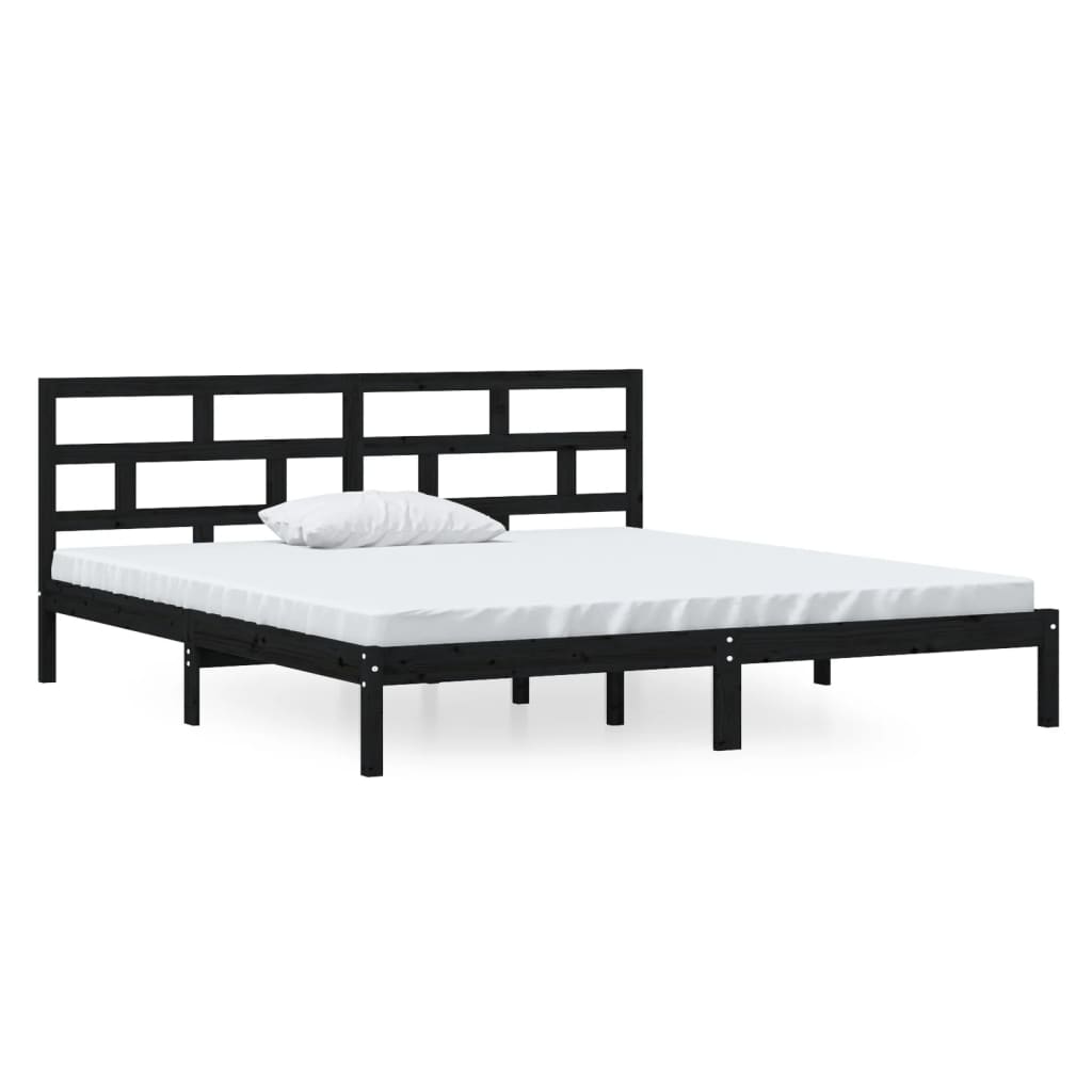 3101202 vidaXL Bed Frame without Mattress Black Solid Wood 140x190 cm (810001+814198)