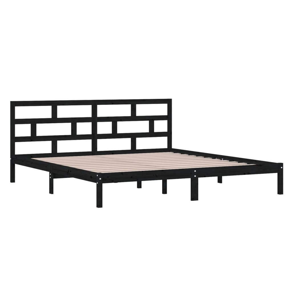 3101202 vidaXL Bed Frame without Mattress Black Solid Wood 140x190 cm (810001+814198)