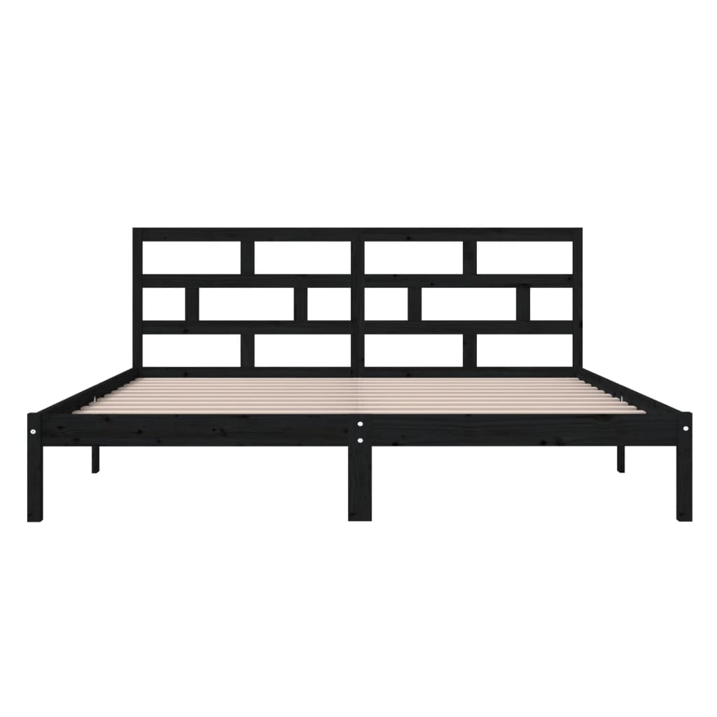 3101202 vidaXL Bed Frame without Mattress Black Solid Wood 140x190 cm (810001+814198)