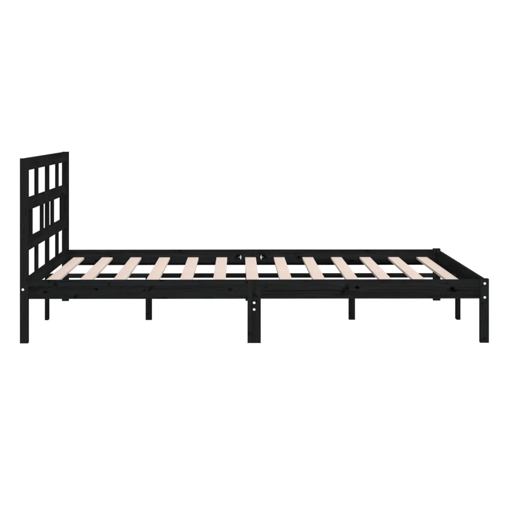 3101202 vidaXL Bed Frame without Mattress Black Solid Wood 140x190 cm (810001+814198)