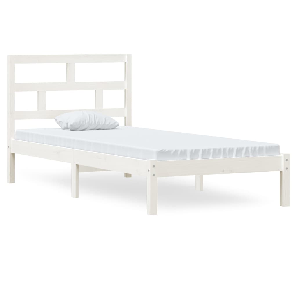 3101204 vidaXL Bed Frame without Mattress White Solid Wood 90x200 cm (810003+814175)