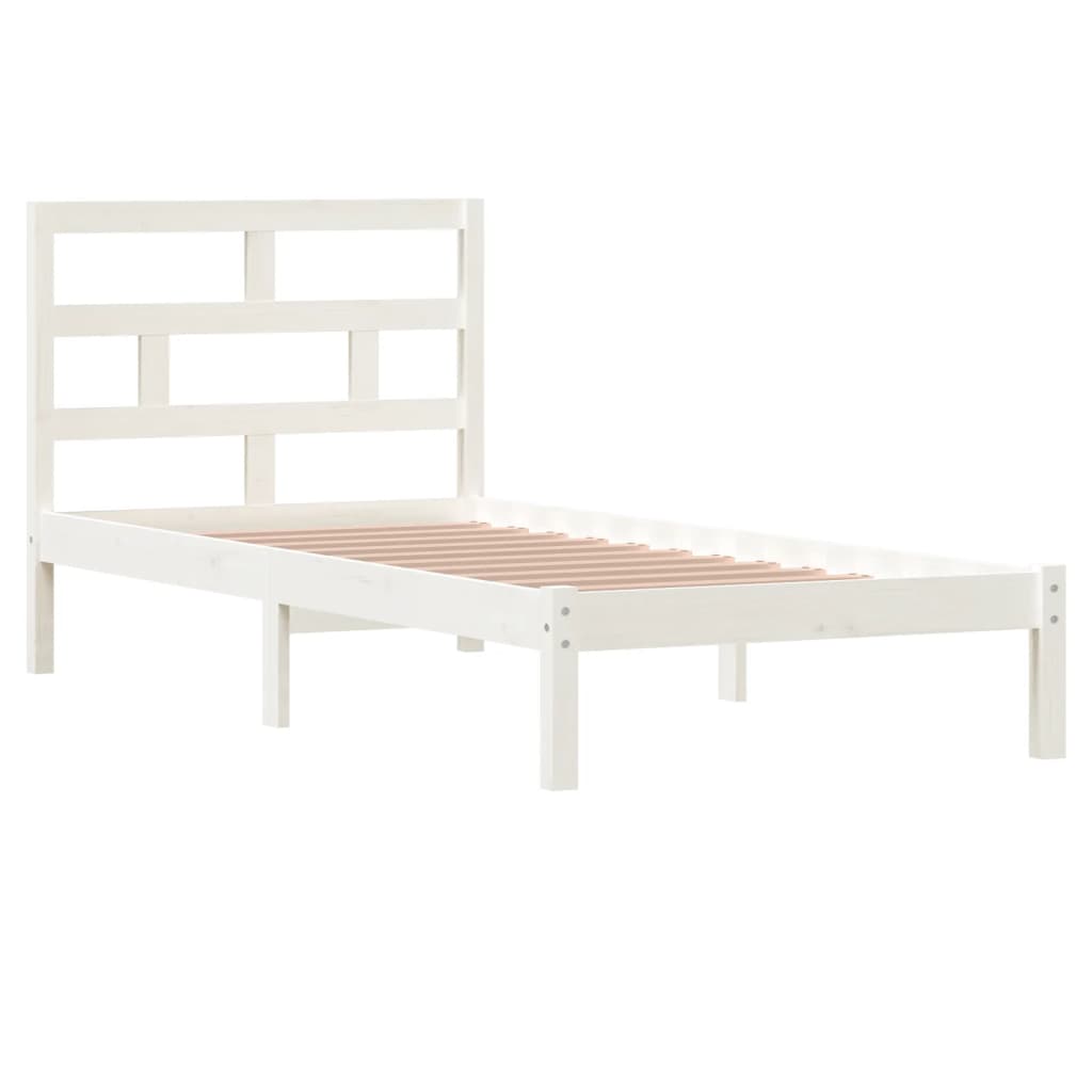 3101204 vidaXL Bed Frame without Mattress White Solid Wood 90x200 cm (810003+814175)