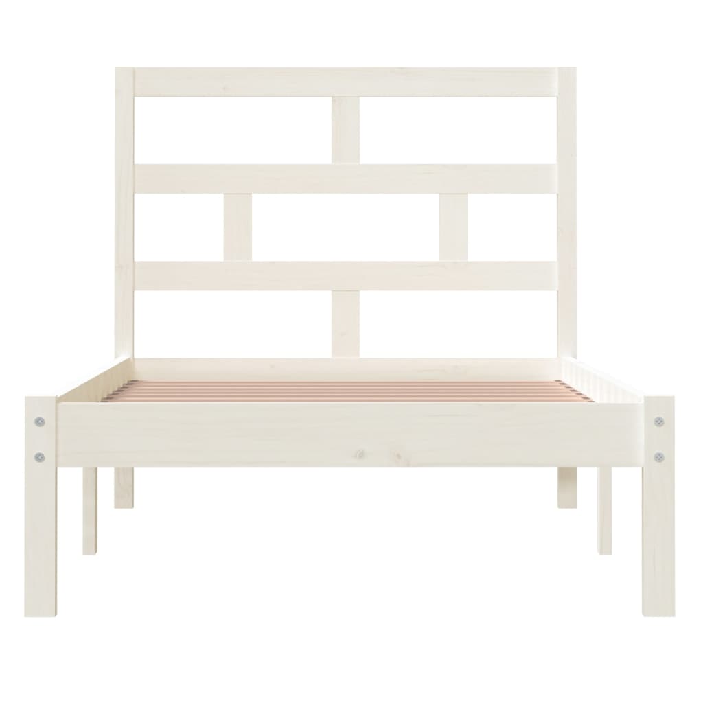 3101204 vidaXL Bed Frame without Mattress White Solid Wood 90x200 cm (810003+814175)