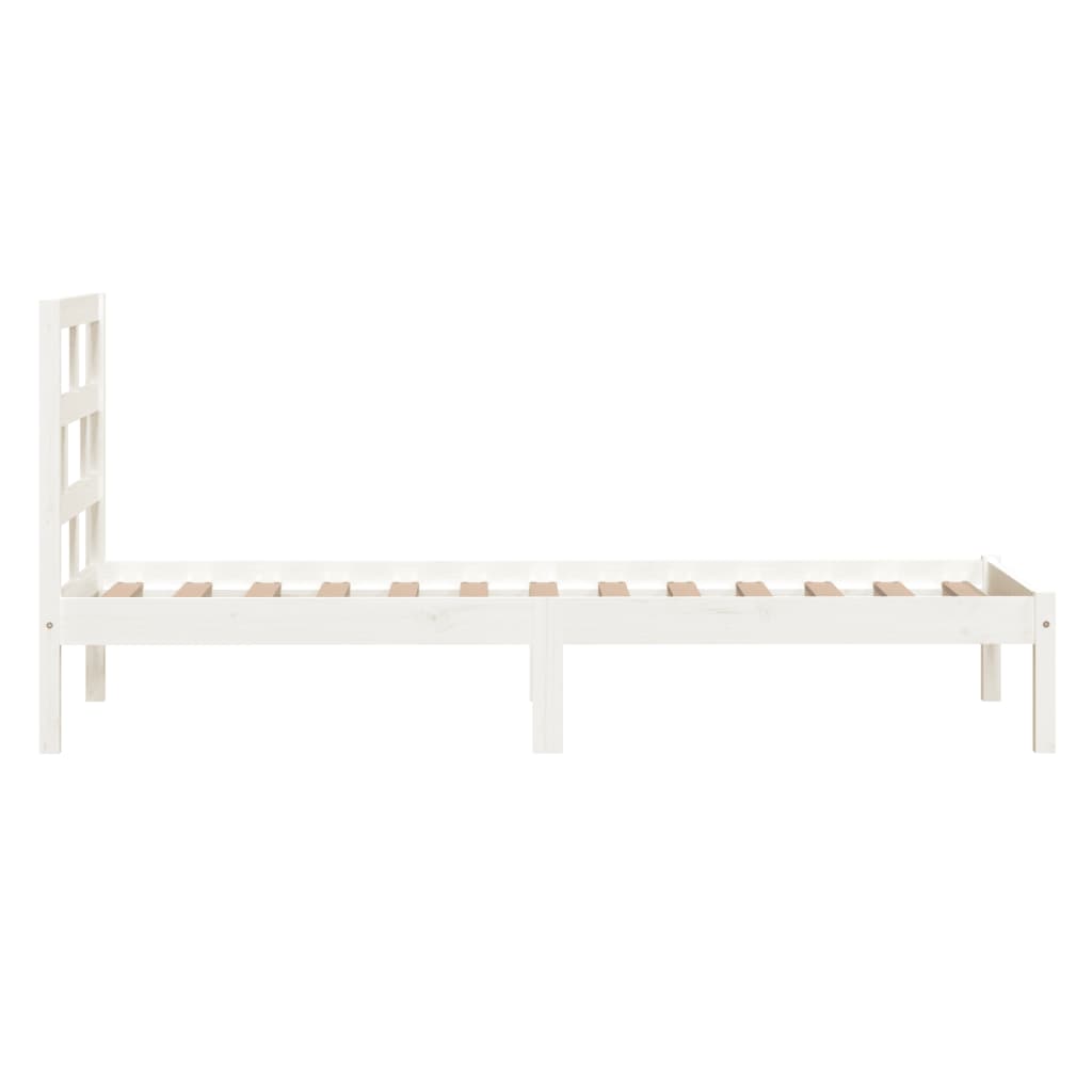 3101204 vidaXL Bed Frame without Mattress White Solid Wood 90x200 cm (810003+814175)