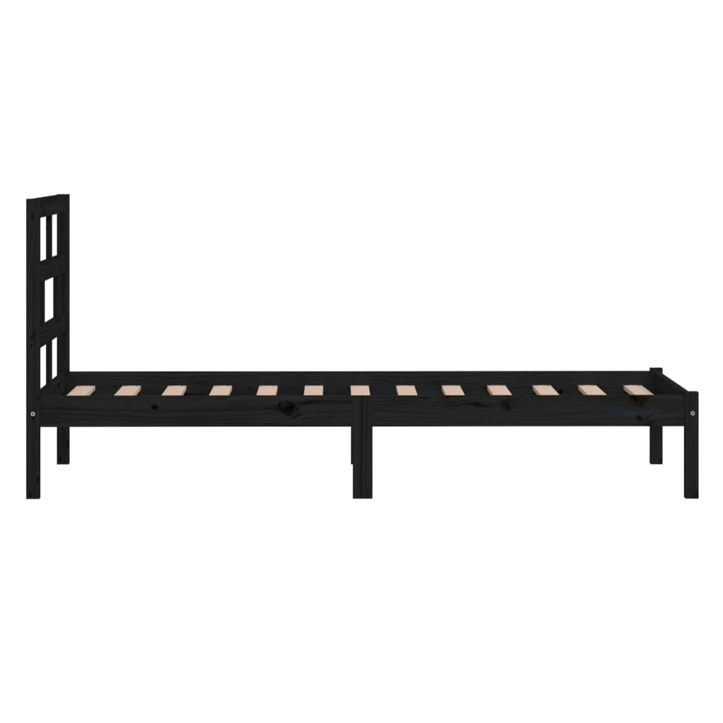 3101212 vidaXL Bed Frame without Mattress Black Solid Wood 100x200 cm (810011+814183)
