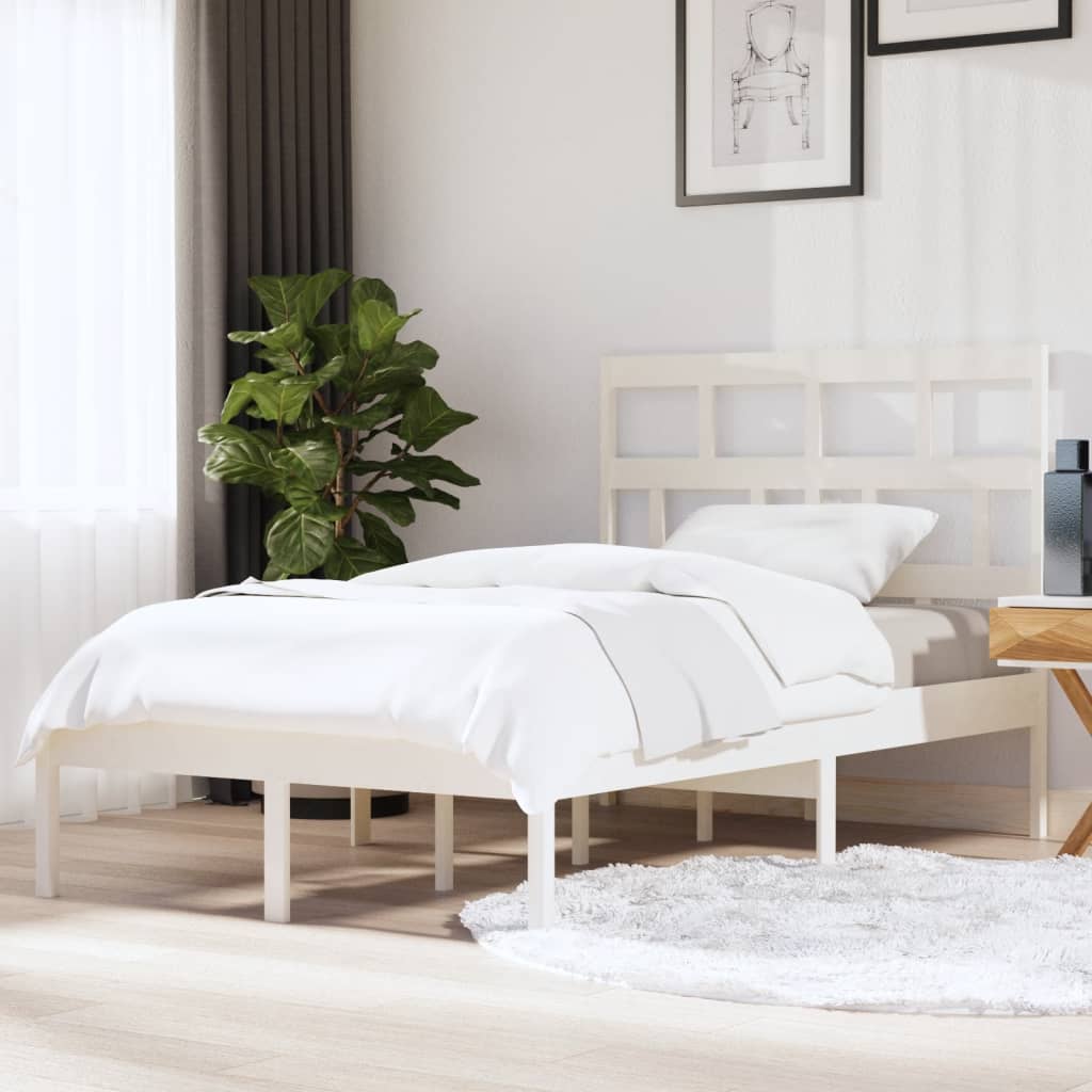 3101214 vidaXL Bed Frame without Mattress White Solid Wood 120x200 cm (810013+814185)