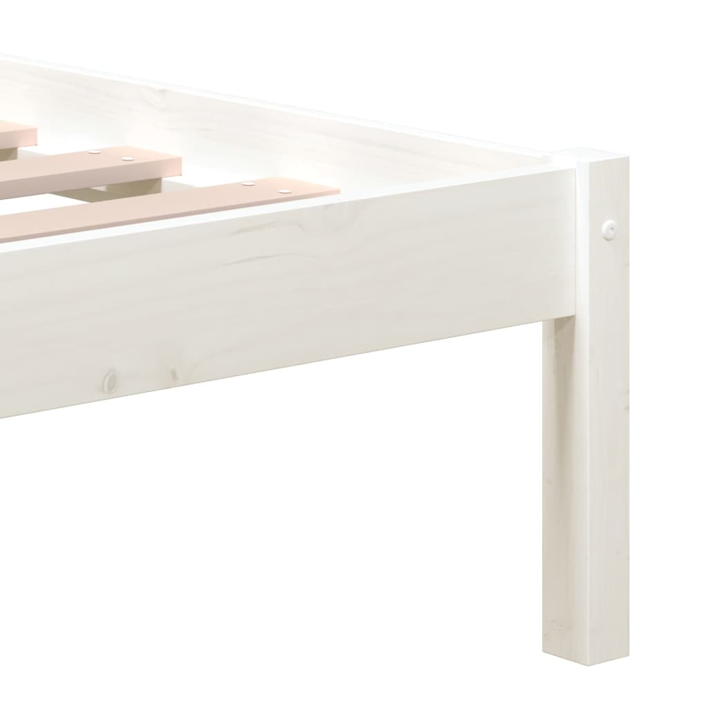 Bed Frame without Mattress White King Size Solid Wood