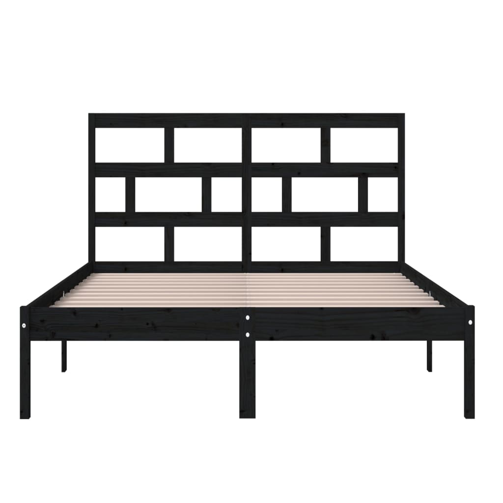 Bed Frame without Mattress Black King Size Solid Wood