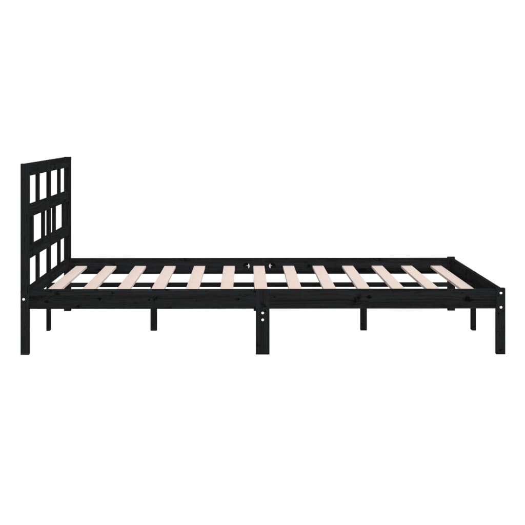 Bed Frame without Mattress Black King Size Solid Wood