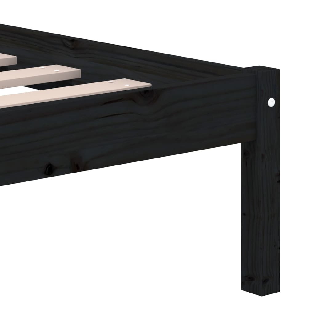 Bed Frame without Mattress Black King Size Solid Wood