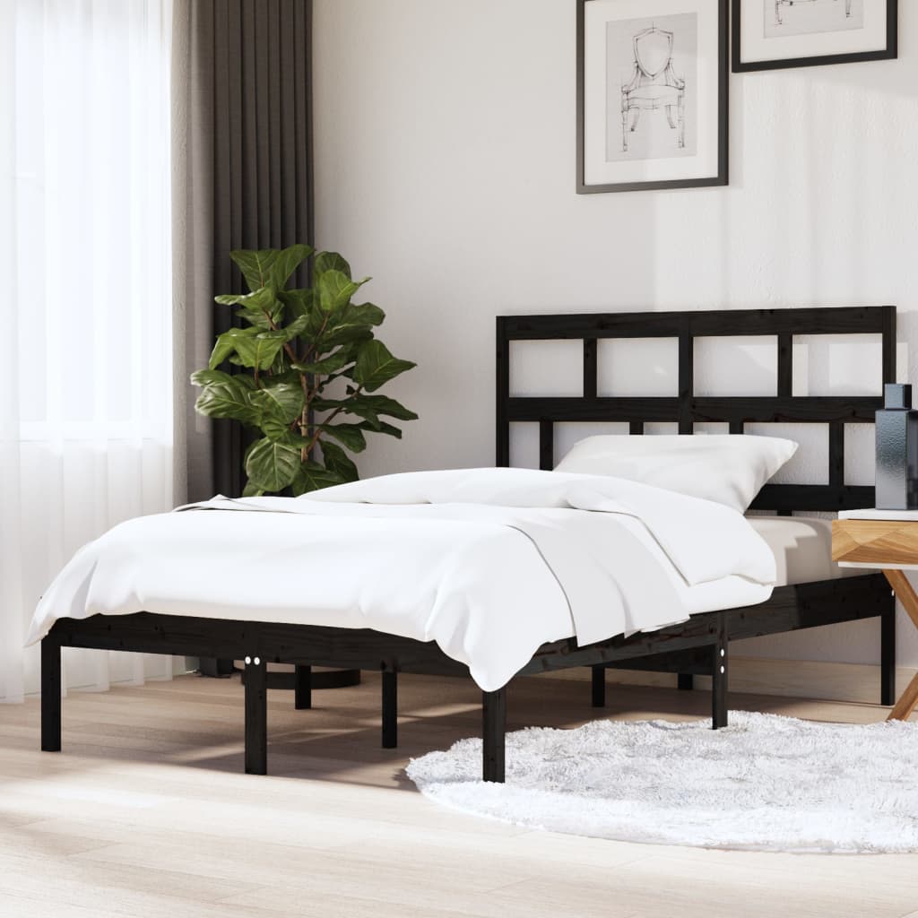 Bed Frame without Mattress Black King Size Solid Wood