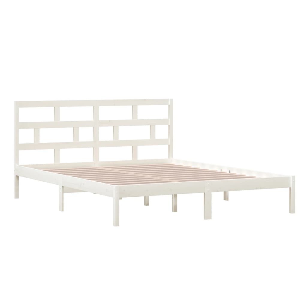 3101229 vidaXL Bed Frame without Mattress White Solid Wood 160x200 cm (810028+814205)
