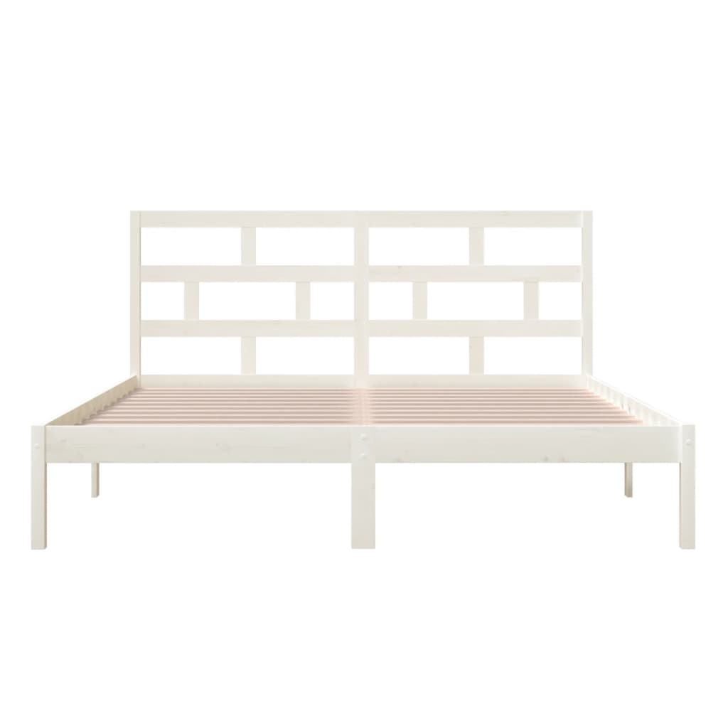 3101229 vidaXL Bed Frame without Mattress White Solid Wood 160x200 cm (810028+814205)