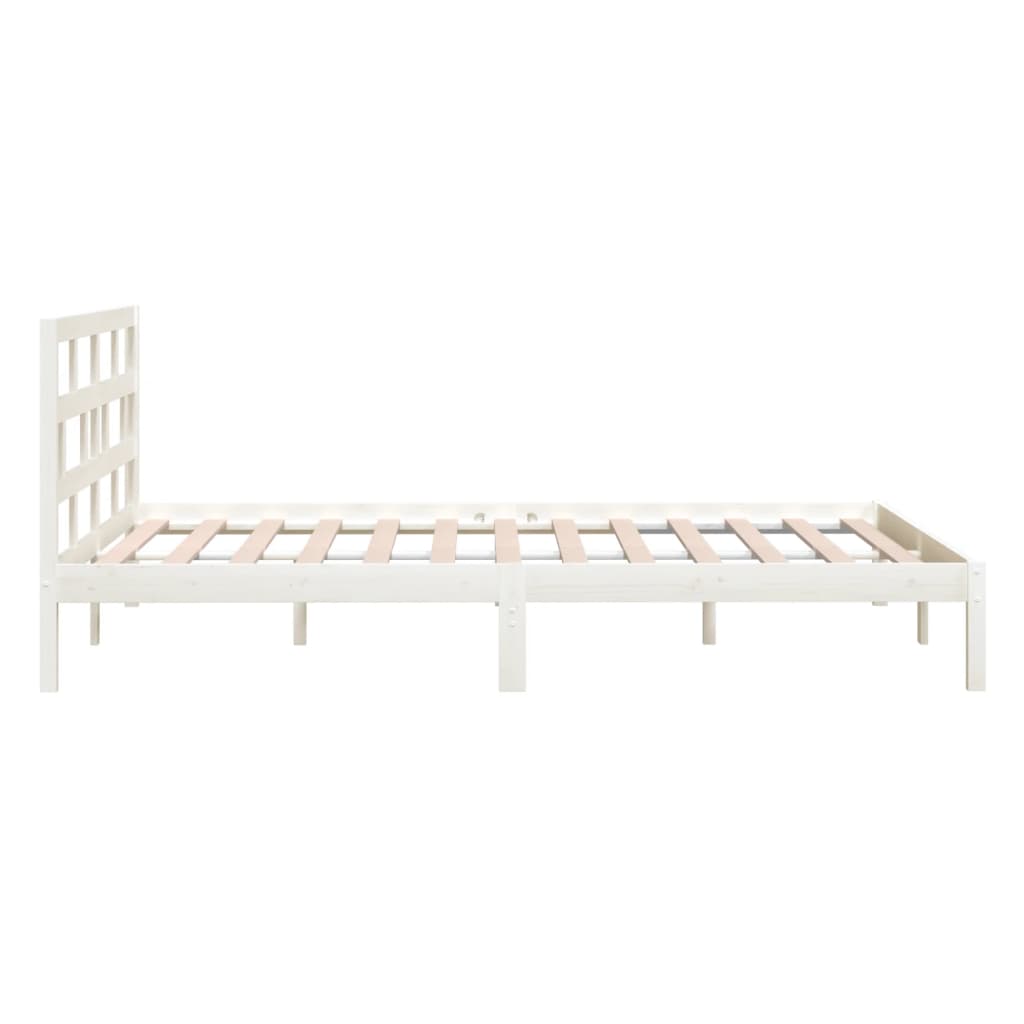 3101229 vidaXL Bed Frame without Mattress White Solid Wood 160x200 cm (810028+814205)