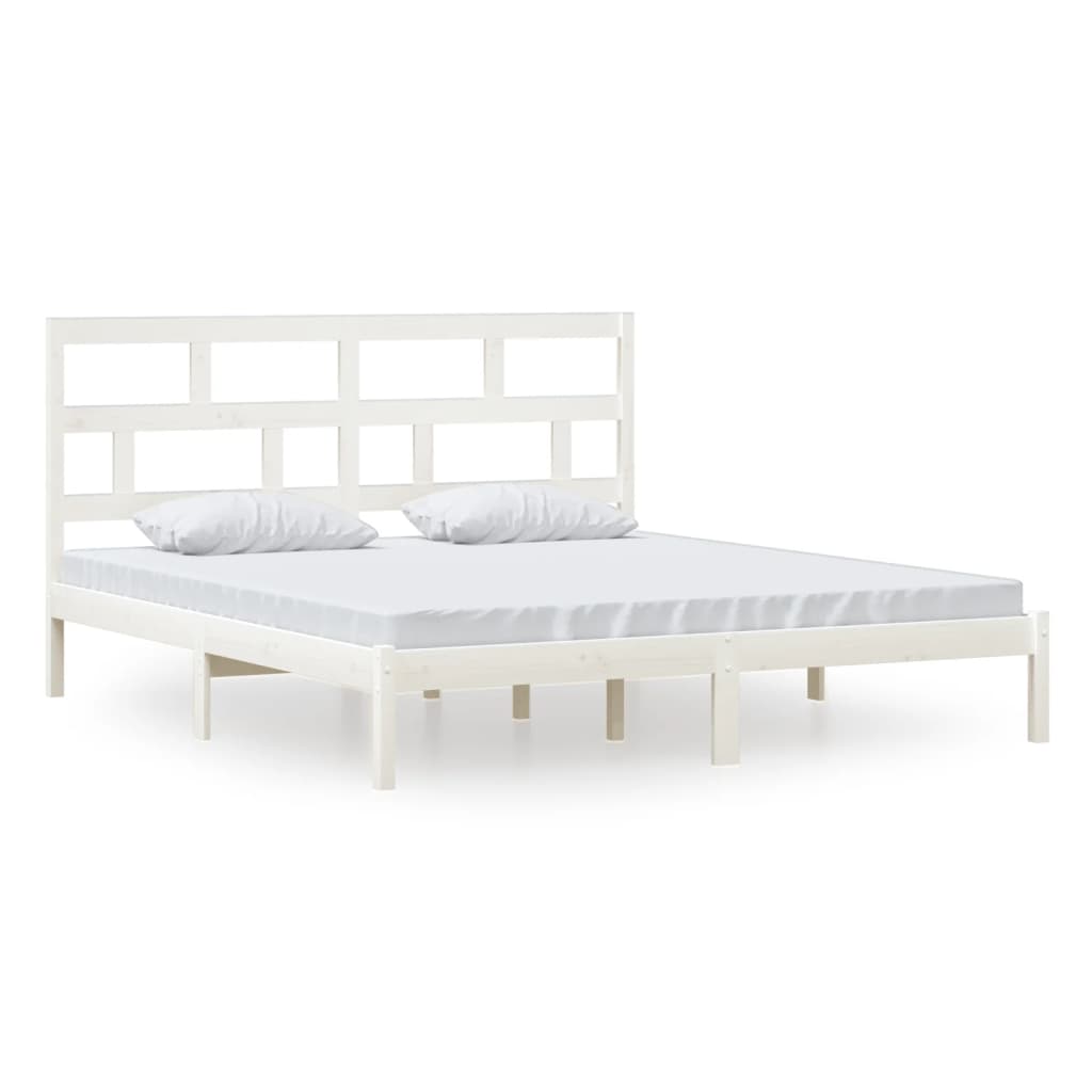Bed Frame without Mattress White Super King Solid Wood