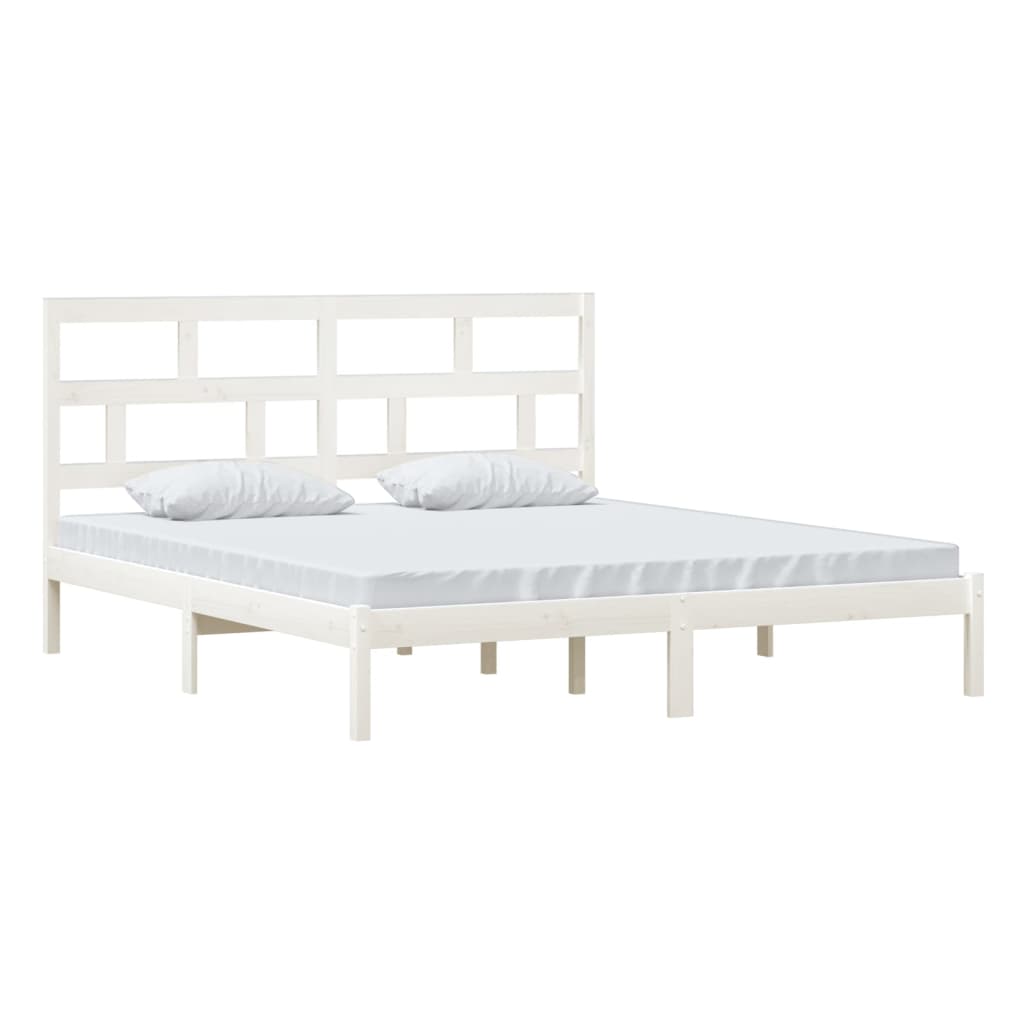 Bed Frame without Mattress White Super King Solid Wood
