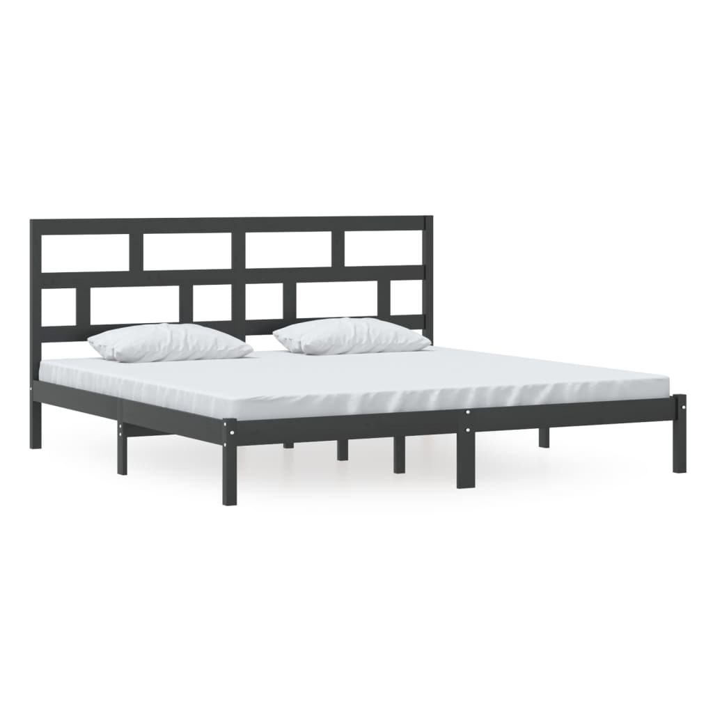 3101242 vidaXL Bed Frame without Mattress Black Solid Wood Pine 200x200 cm (810041+814218)