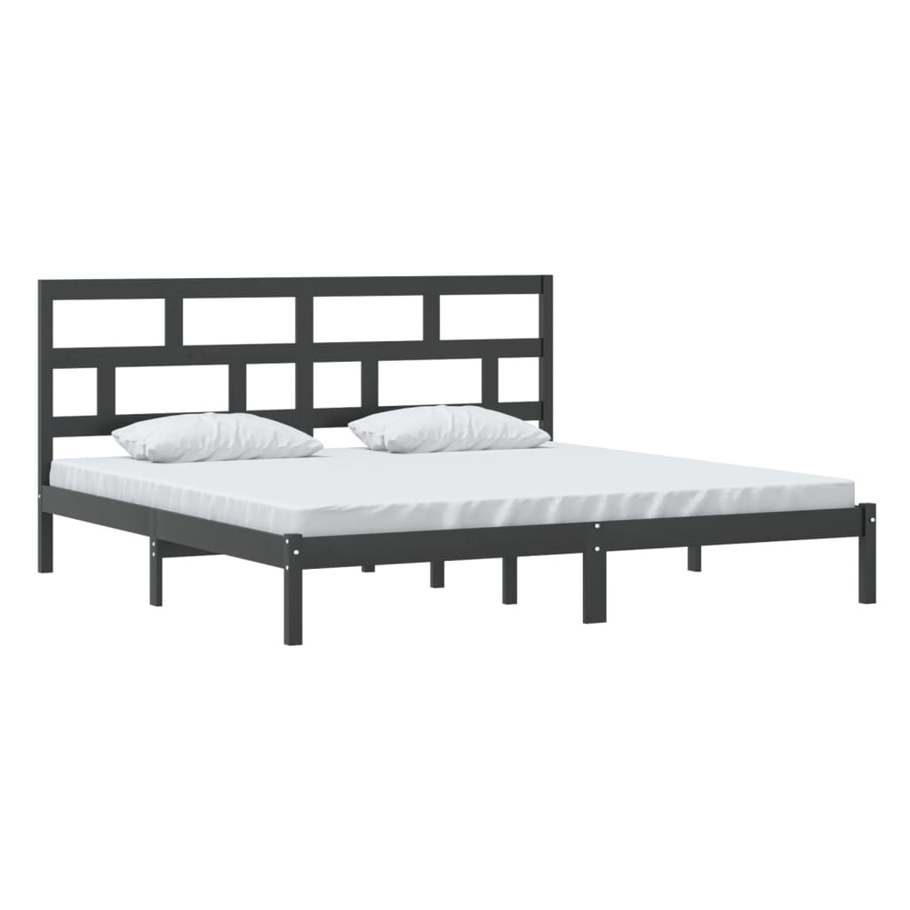 3101242 vidaXL Bed Frame without Mattress Black Solid Wood Pine 200x200 cm (810041+814218)