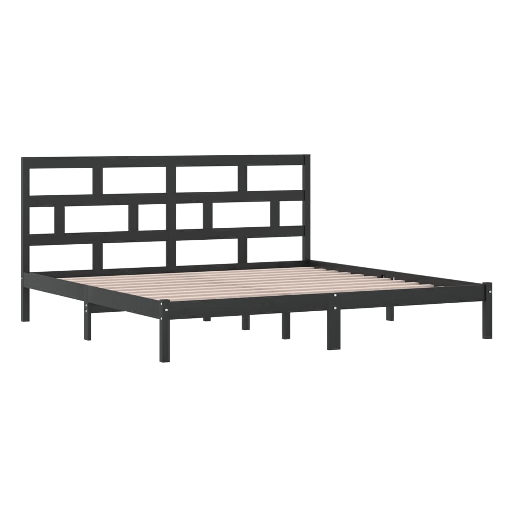 3101242 vidaXL Bed Frame without Mattress Black Solid Wood Pine 200x200 cm (810041+814218)